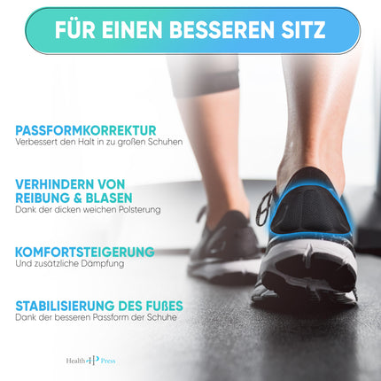 Health Press® papēžu spilventiņi apaviem – augstākās kvalitātes papēžu aizsardzības papēžu spilventiņi – 3 apavu zolīšu pāri melnā, pelēkā un bēšā krāsā – pretslīdes zolītes lieliem apaviem – papēžu aizsardzības spilventiņi berzes un tulznu novēršanai