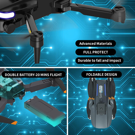 OBEST mini drons ar 4K kameru, tālvadības salokāms WIFI drons, 2 baterijas, 360° šķēršļu apiešana, automātiska atgriešanās, bezgalvas režīms, tālvadības kvadrokopters, bērnu un pieaugušo rotaļlietas un dāvanas