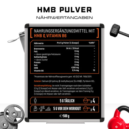 HMB - 500 g pulveris - augsta tīrības pakāpe - beta-hidroksibetametilbutirāta aminoskābe - laboratoriski pārbaudīts - vegāns