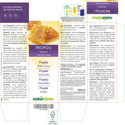 Propoliss (propoliss) sveķi bezalkoholiskā mātes tinktūra Naturalma - šķidrā ekstrakta pilieni 120 ml - uztura bagātinātājs