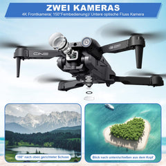 Drons ar 4K kameru, salokāms RC drons RC kvadrokopters ar 1080P HD dubulto kameru, FPV pārraidi, 2 akumulatoriem, žestu vadību, augstuma noturēšanu, vienas pogas pacelšanos/nosēšanos 3D pagriezienus iesācējiem (melns)