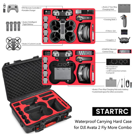 STARTRC Avata 2 soma, ūdensnecaurlaidīga pārnēsāšanas soma DJI Avata 2 Fly More Combo droniem, kas paredzētas DJI Goggles 3/RC Motion 3/FPV tālvadības pultij 3, akumulatora uzlādes centrmezgls, FPV dronu piederumi