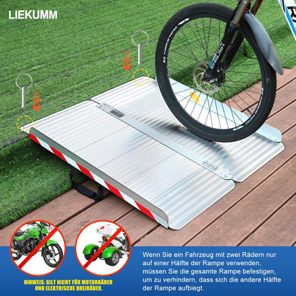 LIEKUMM ratiņkrēslu rampa 127 cm, 85 cm paplašināta ratiņkrēslu rampa kāpnēm, 400 kg celtspēja alumīnija rampa ratiņkrēsliem, pakāpieni, apmales, sliekšņa rampa elektriskajiem ratiņkrēsliem, bērnu ratiņiem