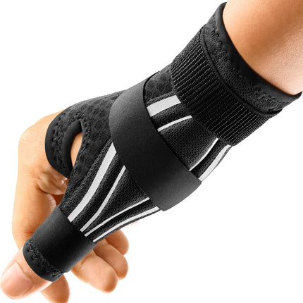 FREETOO ergonomisks īkšķa balsts labajai un kreisajai pusei, elpojošs un mīksts īkšķa šinas, īkšķa ortoze osteoartrīta, tendinīta, īkšķa nolaupīšanas gadījumā, sievietēm un vīriešiem, S/M, melns/balts