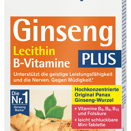 tetesept žeņšeņs plus lecitīns + B vitamīni - augsta deva - uztura bagātinātājs nervu atbalstam un organisma vitalizācijai, pateicoties B vitamīniem - 1 x 30 mini tabletes