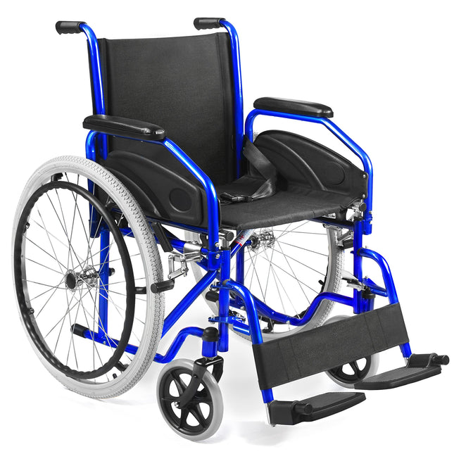 AIESI® Salokāms, viegls, pašgājējs ratiņkrēsls cilvēkiem ar invaliditāti un vecāka gadagājuma cilvēkiem AGILA EVOLUTION, Noņemami roku balsti un kāju balsti, Drošības josta, Piepūšanas pumpis, 24 mēnešu garantija
