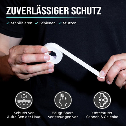 PULLUP &amp; DIP īpaši izturīga pirkstu lente, 3 ruļļi (30 m) pirkstu lente, ādai draudzīga sporta lente, roku lente spēka treniņiem, BJJ, handbola aksesuāri, kāpšanas lente pirkstiem, vārtsargu treniņiem (balta)