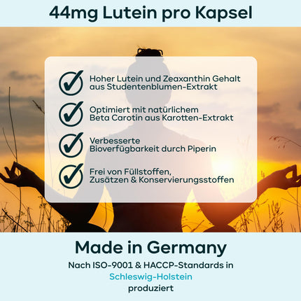 Luteīna zeaksantīna kapsulas - Augstas devas acu vitamīni ar 44 mg luteīna + 11 mg zeaksantīna + 11 mg beta karotīna - 6 mēnešu acu kapsulu krājums - Redze