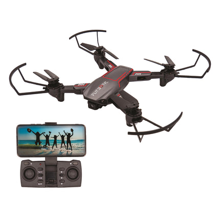 FLYBOTIC - salokāms drons ar WiFi un HD kameru (1280×720 pikseļi) + uzglabāšanas soma - 4 vadības kanāli - akumulators iekļauts - drons bērniem un pieaugušajiem - lietošanai iekštelpās/ārā - vecums 14+
