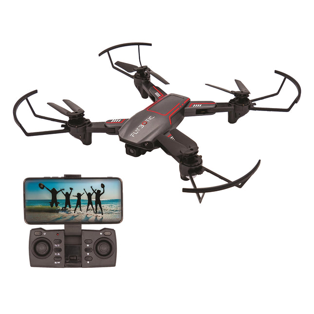 FLYBOTIC - salokāms drons ar WiFi un HD kameru (1280×720 pikseļi) + uzglabāšanas soma - 4 vadības kanāli - akumulators iekļauts - drons bērniem un pieaugušajiem - lietošanai iekštelpās/ārā - vecums 14+