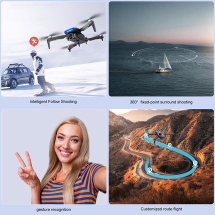OBEST GPS drons ar 4K kameru, 5G WiFi pārraidi, FPV RC kvadrokopteru, 360° šķēršļu apiešanu, inteliģentu atgriešanos, uzlādējamu rokturi tālvadības pultij, 2 baterijas