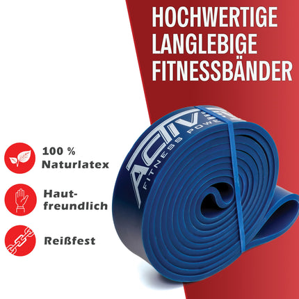 ActiveVikings® pievilkšanās fitnesa lentes | Lieliski piemērots muskuļu veidošanai un Freeletics Calisthenics | Fitnesa pievilkšanās lentes, pretestības lentes (C - zila: vidēja (vidēja pretestība))