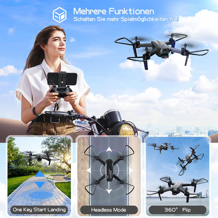 Wipkviey drons ar 1080P HD kameru, T6 FPV RC kvadrokopters ar 2.4G WiFi transporta tiešraides video, augstuma noturēšana, bezgalvas režīms, 2 baterijas, 28-32 minūšu lidojuma laiks, pieaugušajiem iesācējiem