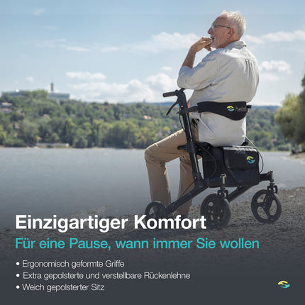 Helavo salokāms augstākās kvalitātes rollators ar sēdekli - individuāli regulējams alumīnija rollators - lieliski piemērots lietošanai gan iekštelpās, gan ārā