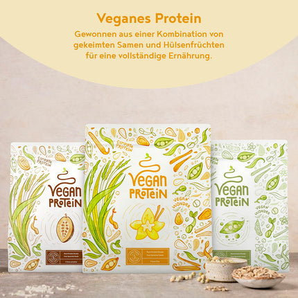 Vegānu proteīna pulveris | Vaniļa | 1,2 kg proteīna pulvera | Augstākās kvalitātes olbaltumvielas | Ražots Vācijā | Alfa pārtikas produkti