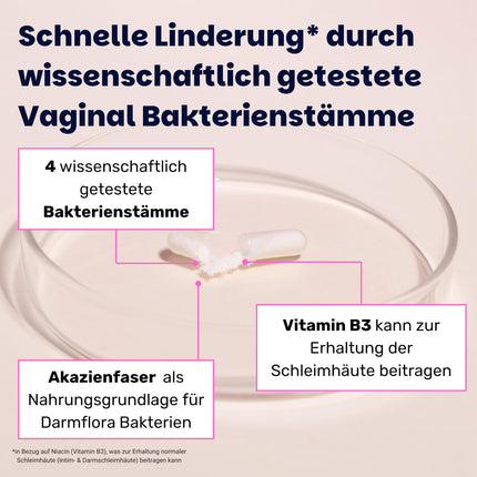 V-Biotics vaginālās probiotikas - pienskābes baktērijas un B3 vitamīns maksts veselībai *, atjauno maksts floru, pienskābes līdzeklis bakteriālas vaginozes un maksts rauga infekcijas ārstēšanai - 1 miljards CFU/g (60 kapsulas) - ohustic