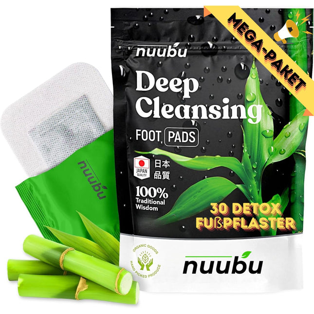 Nuubu Detox pēdu plāksteri, Detox pēdu plāksteri (30 plāksteri) stresa mazināšanai un dziļam miegam. Dabīgi pēdu spilventiņi ar bambusa etiķi un ingvera pulveri toksīnu izvadīšanai un ķermeņa attīrīšanai.