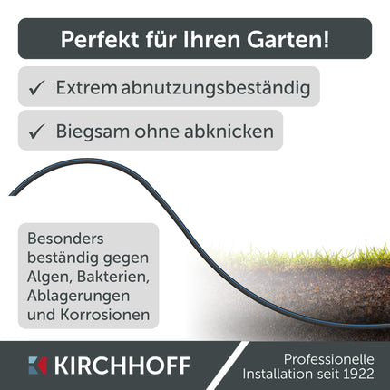 Kirchhoff ūdensvada caurule dārza apūdeņošanai 25 mm x 12,5 m | PE caurule sprinkleru sistēmai | HDPE cauruļu ieguldīšana | DVGW | Dzeramā ūdens caurule | Ražots ES