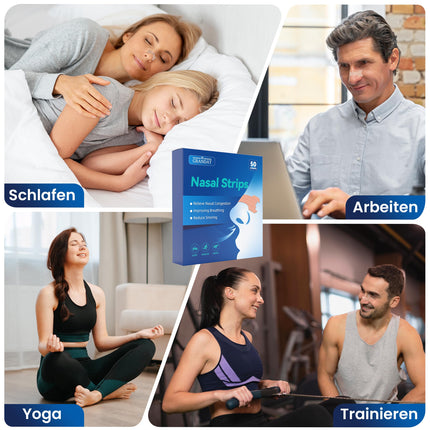 grandat® deguna plāksteri krākšanai (50 gab. iepakojumā) augstākās kvalitātes deguna plāksteri papildu noturībai sporta laikā un labākai miega kvalitātei, labākai elpošanai ar aizliktu degunu, deguna plāksteri krākšanai