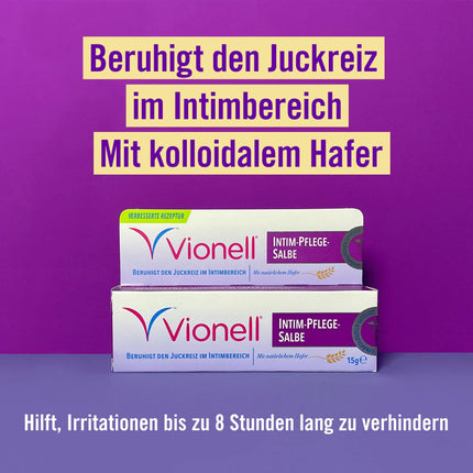 Vionell intīmās aprūpes ziede sievietēm, intīmās aizsardzības ziede sievietēm, ātra niezes, dedzināšanas un kairinājuma mazināšana intīmajā zonā, netaukaina un nesacietējoša, vaginālais krēms, 15 g