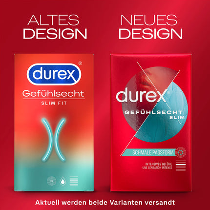 [JAUNS] Durex Feeling Slim prezervatīvi – plāni prezervatīvi ar šauru piegriezumu un lubrikēti ar silikona gēlu – 8 gab. iepakojumā (1 x 8 gab.)