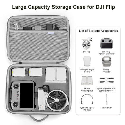 Uvafly Flip Bag, pārnēsājama uzglabāšanas soma, ceļojumu aizsargmaciņš DJI Flip Fly un citiem Combo dronu un RC 2 tālvadības pults piederumiem