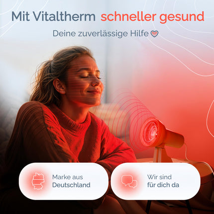 Vitaltherm RW150 sarkanās gaismas lampa 150 vati – infrasarkanā siltuma lampa ar taimeri un aptumšotāju relaksējošam siltumam, relaksācijai un vispārējai labsajūtai – ideāli piemērota mājām