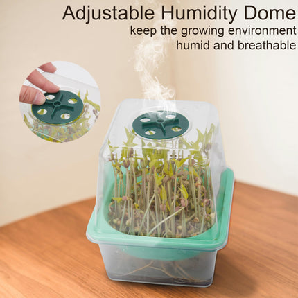 6 caurspīdīgu mikrozaļumu paplāšu komplekts ar plastmasas mitruma kupolu, BPA nesaturoša diedzēšanas paplāte, atkārtoti lietojama sēklu paplāte kaķu zāles, brokoļu, sojas pupiņu asnu un daudzu citu augu stādīšanai