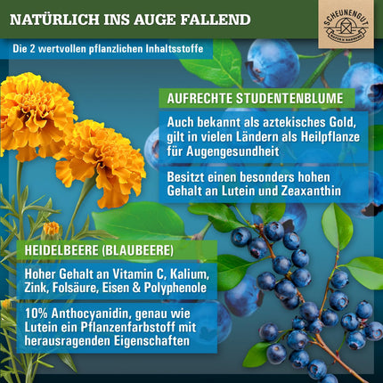 ADLERAUGE® acu vitamīni augstai devai — SVARĪGI: Laboratorijā pārbaudīts zīmola komplekss ar luteīnu, zeaksantīnu, melleņu ekstraktu, beta-karotīnu, A+B vitamīniem un citiem līdzekļiem | 120 gab. -DE- SCHEUNENGUT®