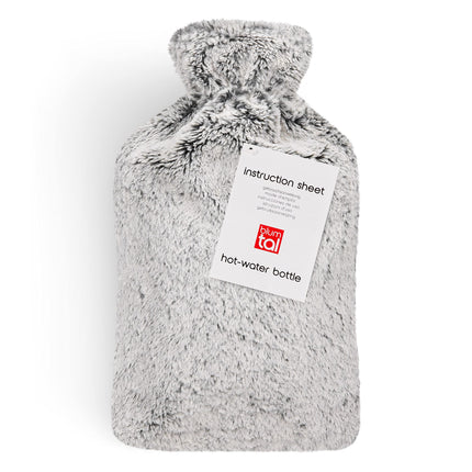 Blumtal Premium karstā ūdens pudele ar mīkstu mākslīgās kažokādas pārvalku 1,5 l - karstā ūdens pudele izgatavota no dabīgā kaučuka - karstā ūdens pudeles draudzenes dāvana - karstā ūdens maisiņš luksusa klases - hermētiska karstā ūdens pudele pelēka