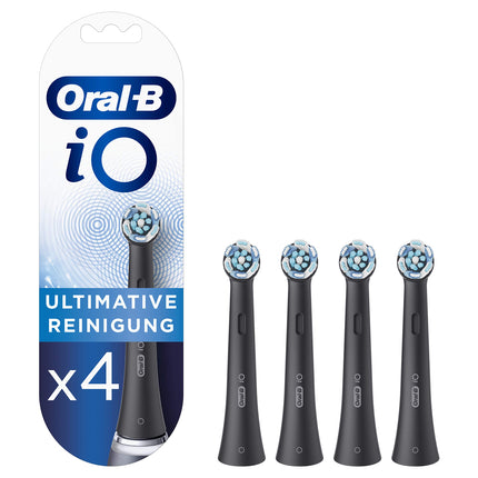 Oral-B iO Ultimate tīrīšanas birstes galviņas elektriskajai zobu birstei, 4 gab., maksimāla zobu tīrīšana ar iO tehnoloģiju, zobu birstes galviņa Oral-B zobu birstēm, melna, 4 gab. iepakojumā