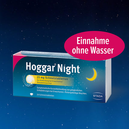 Hoggar Night – Miega zāles, kas palīdz aizmigt un akūtu miega traucējumu gadījumā – Labi panesamas, mierīgam miegam – 1 x 10 kūstošās tabletes
