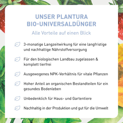 Plantura organiskais universālais mēslojums ar ilgstošu iedarbību, visiem augiem, bez dzīvnieku izcelsmes un bioloģisks, 1,5 kg
