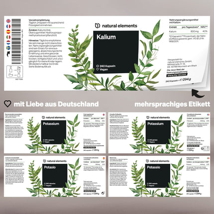 Kālijs – 240 kapsulas ar 800 mg elementārā kālija (no kālija citrāta) vienā dienas devā – asinsspiedienam, muskuļu funkcijai un nervu sistēmai – vegāns, augsta deva, bez piedevām