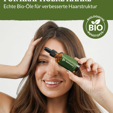 Heldengrün® ORGANISKĀ Rozmarīna+ matu eļļa [AUGSTA DEVA] Dermatoloģiski pārbaudīta - Dabīgs matu kopšanas līdzeklis ar jojobu un rozmarīnu - Rozmarīna eļļa matiem - Ēterisko eļļu maisījums