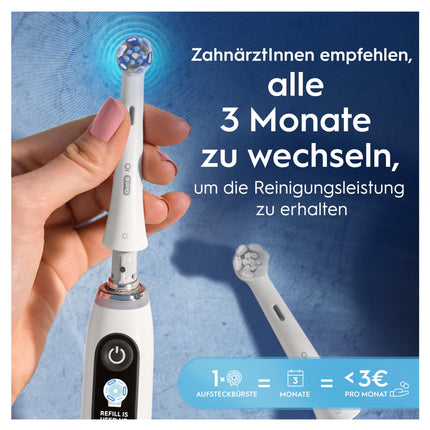 Oral-B iO Ultimate Cleaning elektriskās zobu birstes uzgaļi, 8 gab. iepakojumā, izcila zobu tīrīšana, oriģinālais zobu birstes uzgalis Oral-B zobu birstēm, pastkastītei drošs iepakojums, balts