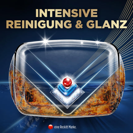 Finish Ultimate Plus Infinity Shine trauku mazgājamās mašīnas tabletes – trauku mazgājamās mašīnas tabletes intensīvai tīrīšanai, tauku šķelšanas jaudai un spīdumam ar aizsargvairogu – 2 x 73 kapsulas