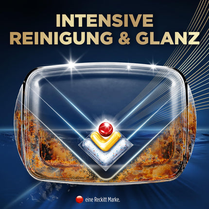 Finish Ultimate Plus Infinity Shine Citrus trauku mazgājamās mašīnas tabletes – trauku mazgājamās mašīnas tabletes intensīvai tīrīšanai, tauku šķelšanas jaudai un spīdumam ar aizsargvairogu – 105 kapsulas, tabletes, citrons