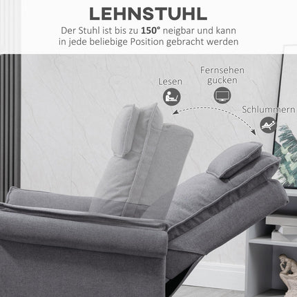HOMCOM elektriskais atgāžamais krēsls, TV krēsls, masāžas krēsls, atpūtas krēsls ar stāvēšanas palīglīdzekli, relaksējošs krēsls ar atgāžamības funkciju, lina pieskāriens, tērauds, 86 x 95 x 106 cm, pelēks