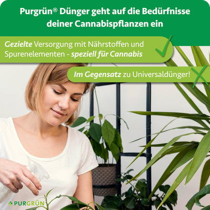 Purgrün® kaņepju mēslojuma komplekts 2 x 1 litrs – Ātras iedarbības minerālu formula – Pilna spektra barības vielas augšanai un ziedēšanai – Šķidrs mēslojums lietošanai iekštelpās un ārā – Automātiski ziedošām, sativu un indica šķirnēm