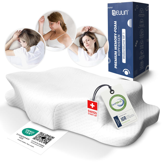 EULIN® SPILVENS - Ortopēdisks spilvens ergonomiskam dziļam miegam - Augstākās kvalitātes atmiņas putu kakla spilvens - Kakla atbalsta spilvens ar IGR sertifikātu
