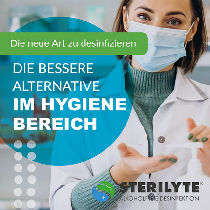 STERILYTE virsmu dezinfekcijas līdzeklis 5L – ilgtspējīgs, bezalkoholisks, ļoti efektīvs pret vīrusiem, baktērijām un sēnītēm, daudzpusīgs virsmu dezinfekcijas līdzeklis (Halal un Kosher) – ražots Vācijā