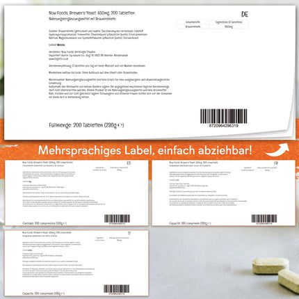 Now Foods, alus raugs, Saccharomyces cerevisiae, 650 mg, 200 vegānas tabletes, laboratoriski pārbaudītas, bez sojas, bez ĢMO, veģetārs
