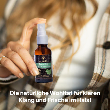 Bee&amp;You propolisa kakla aerosols ar medu (6%) 30 ml (nomierinošs maisījums, godīgas tirdzniecības, dabīgas un kontrolētas sastāvdaļas)