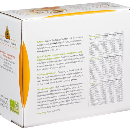 Caricol Gastro | 100% dabīgs produkts | Atbalsts kuņģa gļotādai | Ar papaijas un biotīna spēku | Ar papaīnu | 42 nūjiņas pa 20 g katra (840 g)