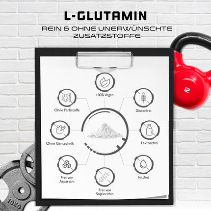 L-glutamīna pulveris - 750 g - Premium: Tīrs un īpaši smalks L-glutamīns - 100% mikronizēta L-glutamīna aminoskābe - Bez garšas Neitrāls - Laboratorijā pārbaudīts - Augsta deva - Vegāns