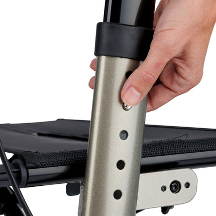 Bischoff &amp; Bischoff Capero rollators, salokāms – viegls rollators lietošanai iekštelpās un ārā, staigulītis ar muguras siksnu, spieķa turētāju un noņemamu sieta maisiņu, platīna krāsā