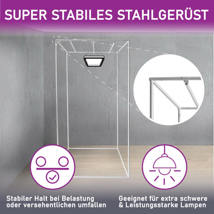 Audzēšanas telts/siltumnīcas kaste 80x80x160 | Izturīgs tērauda rāmis, augsta atstarošanas pakāpe, ciets, gaismu necaurlaidīgs ārējais apvalks, ieskaitot logu, instrumentu somu, ūdens aizsardzības paplāti | Iekštelpu siltumnīca