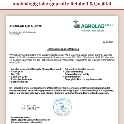 Resveratrols I Salīdzinājuma uzvarētājs* I 500 mg trans-resveratrola vienā kapsulā I 90 kapsulas (3 mēneši) no Japānas dižsūrenes I laboratoriski pārbaudīts I vegāns I lielas devas I Vitaconcept