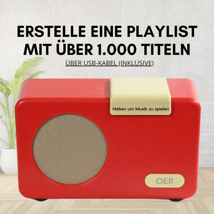 OER mūzikas atskaņotājs, mūzikas kastīte demences pacientiem, senioru radio ar ērtu lietošanu, īpaši senioriem ar Alcheimera slimību, dāvana cilvēkiem ar demenci, demences līdzeklis (sarkans)